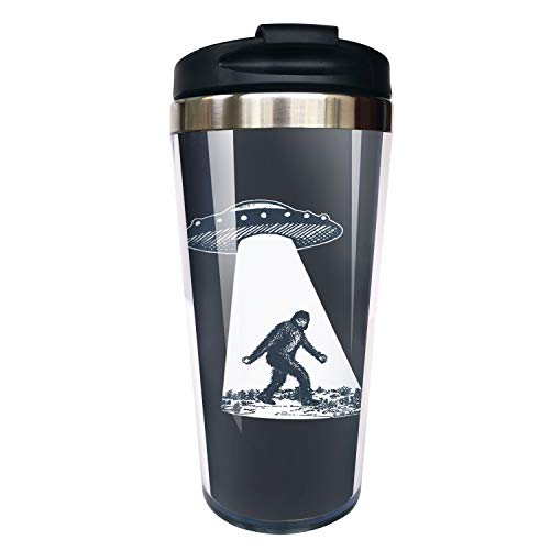 IRIDESCENT UFO Bigfoot Travel Coffee Mug for Men Women, Stainless Steel Tea Cup for Friends Birthday Christmas Gift 12 Oz - Image 1
