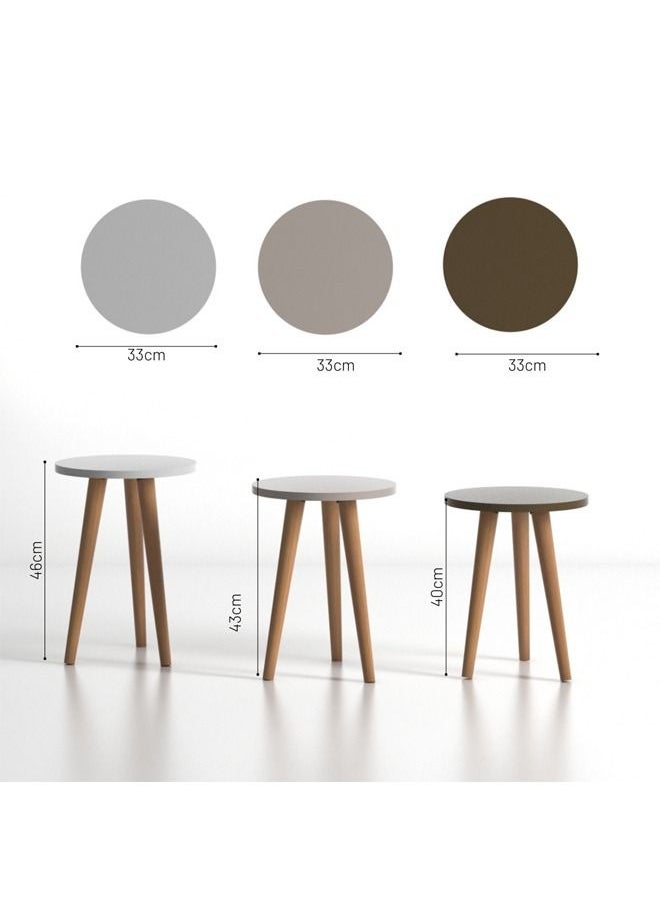 Home Canvas - Home Canvas ROMA Nested Coffee Table Set of Three for Living Room Home Office Contemporary Stacking End Side Table Leisure Night Stand Wood Legs Telephone Table-  Multi Color 2 - Image 1
