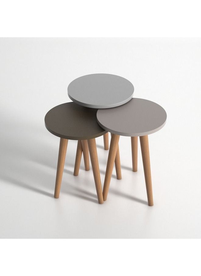 Home Canvas - Home Canvas ROMA Nested Coffee Table Set of Three for Living Room Home Office Contemporary Stacking End Side Table Leisure Night Stand Wood Legs Telephone Table-  Multi Color 2 - Image 1