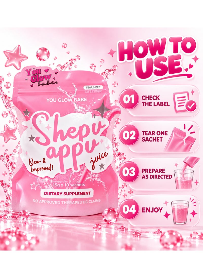 You Glow Babe Shepu Appu Juice – 15g x 10 Sachets | Refreshing Daily Dietary Supplement Drink - Image 3