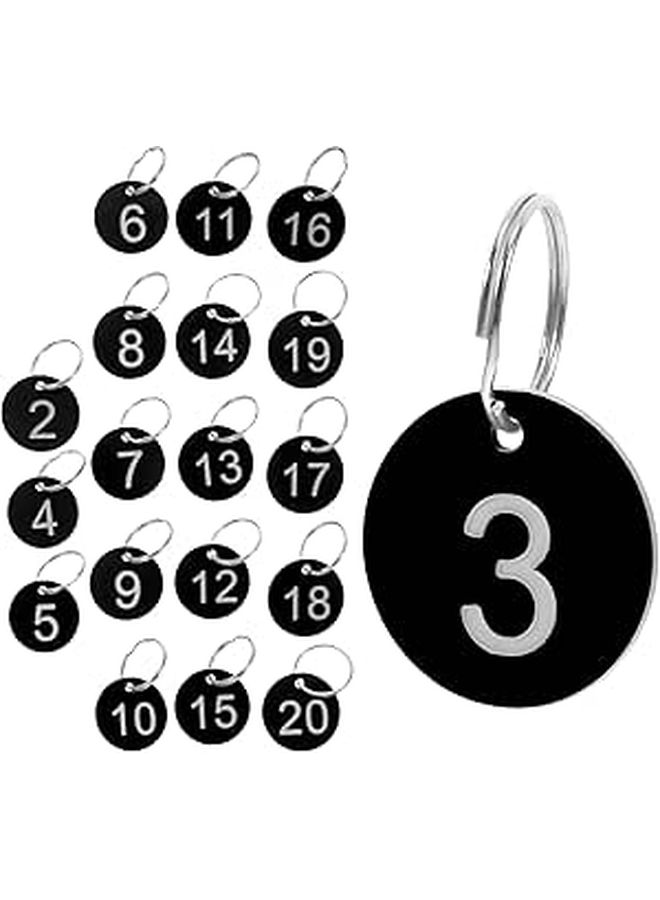 Numbered Key Tags 1-20 Round Plastic Cards With Iron Keyrings For Office Locker Restaurant Queue Management - Image 1