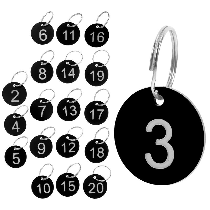 Numbered Key Tags 1-20 Round Plastic Cards With Iron Keyrings For Office Locker Restaurant Queue Management - Image 2