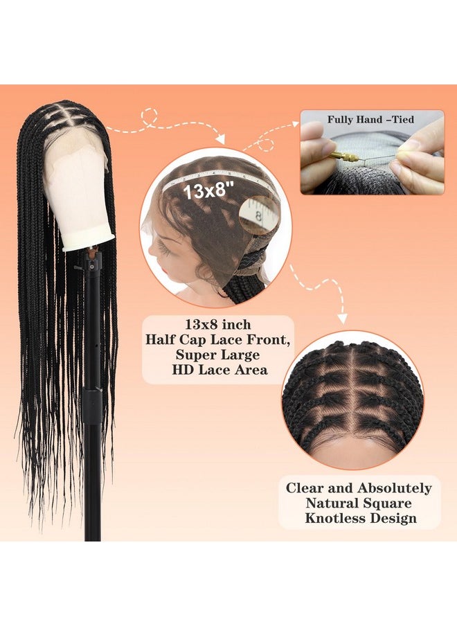 Beauart - Brinbea 36 Inch 13X8 Hd Lace Front Knotless Box Braided Wigs Black Braided Wig With Baby Hair Human Hair Blended Lace Frontal Box Braid Wigs For Women - Image 1