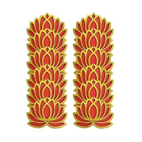 Sanvatsar Home White Golden Lotus 4 Inch Set of 12 Wooden Cutout DIY Rangoli Kit | Decorations for Diwali, Dusshera Wedding Rangoli, Pooja, Decorations, Festival Gift (Red) - Image 4