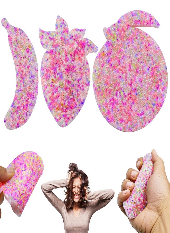 aeloer 3Pcs Skin Picking Fidget Toys, Fruits Picky Pad, Silicone Sensory Pick Pad for Anxiety Relax, Trichotillomania Toys for Skin Pickers, Pink - Image 1