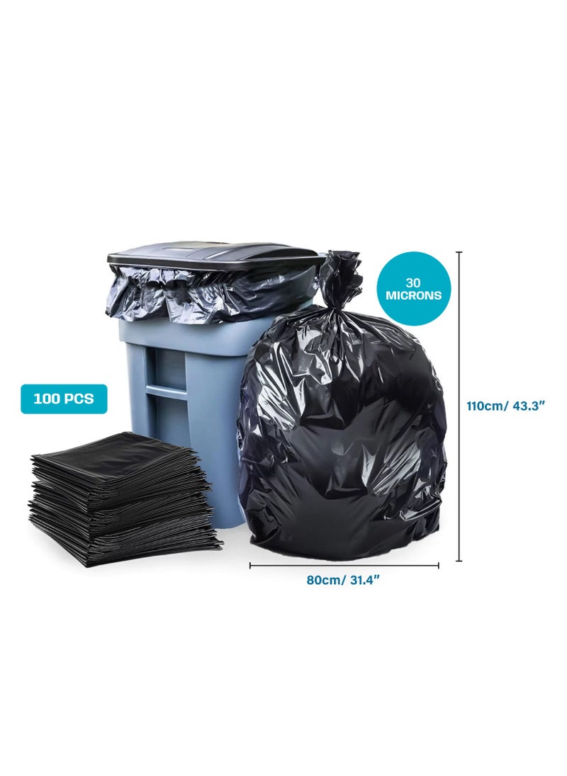 Hi Care {Pack of 100 Bags} Hi-Care Garbage Bag Black 80x110cm 30 Micron Heavy Duty Oxo Biodegradable Plastic Bag Large Trash Bags Dustbin Bags Waste Bag Office Bag Strong And Durable Bin Bag Garbage Bag Large  - Image 2