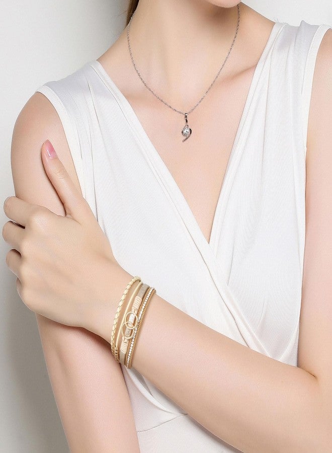 QIUTIMIY Leather Bracelets for Women Trendy Boho Cuff Bracelet Layered Bangle with Clasp Hand Wrist Jewelry Western(Style 8-Gold) - Image 2