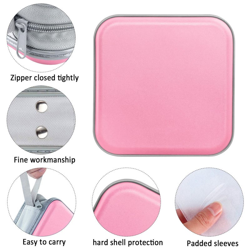 Siveit CD Case, 40 Capacity CD/DVD Case Holders Wallet Hard Plastic DVD Disc Cases Storage Binder for Car Home Office Travel (Pink) - Image 2