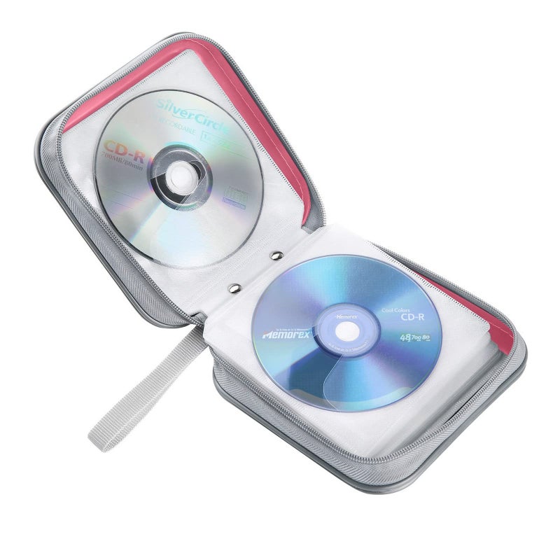 Siveit CD Case, 40 Capacity CD/DVD Case Holders Wallet Hard Plastic DVD Disc Cases Storage Binder for Car Home Office Travel (Pink) - Image 5