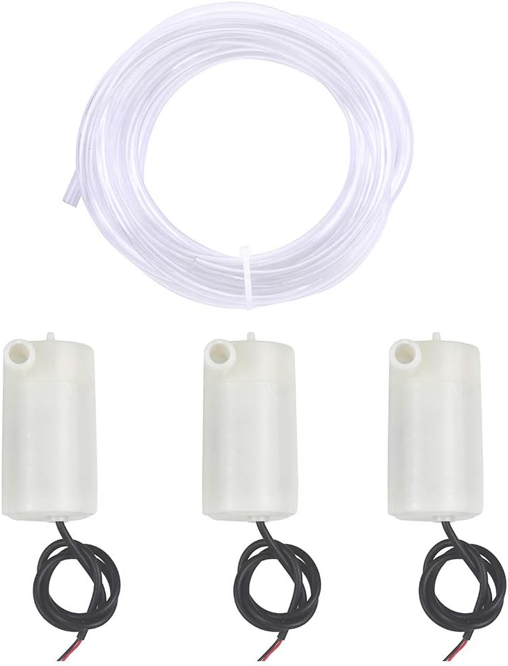 WayinTop 3 قطع مضخة مياه صغيرة DC 3V 5V مضخة محرك غاطس دقيق + 3 متر أنبوب فينيل شفاف مرن من PVC ��حوض السمك والنافورة وأحواض السمك والحديقة والنباتات والزهور - Image 1