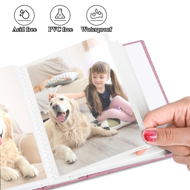 Yopih Photo Album 4x6 52 Pockets with Linen Cover Picture Albums for Family, Wedding, Baby, Photo Book Holds Vertical Pictures Pink - Image 5