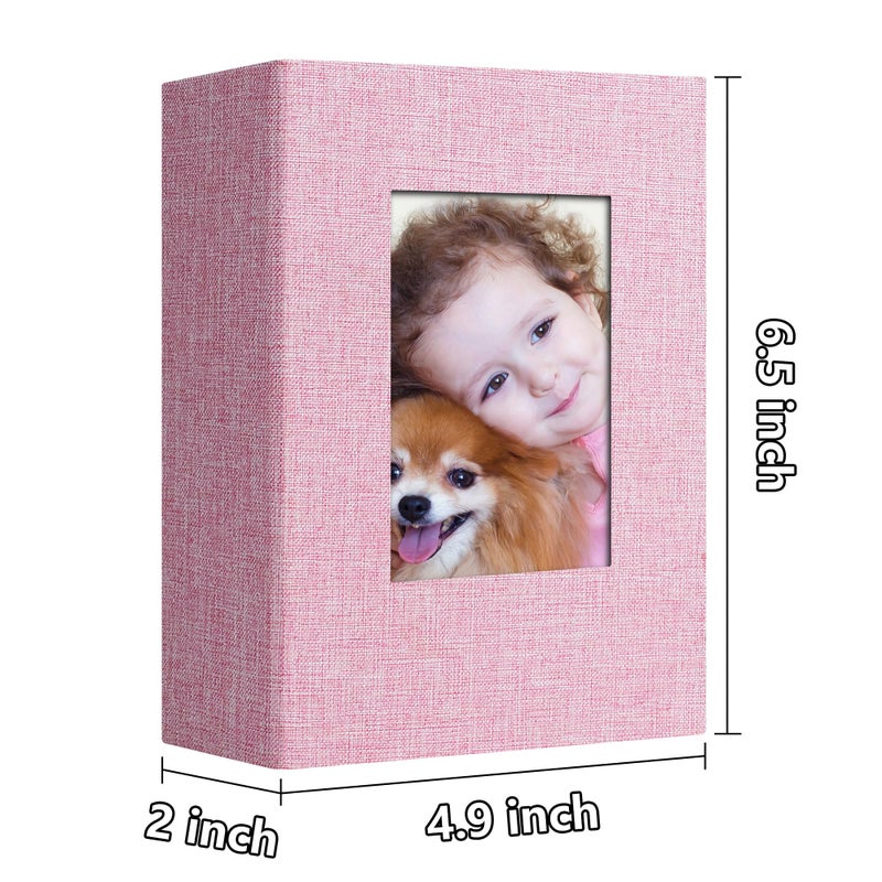 Yopih Photo Album 4x6 52 Pockets with Linen Cover Picture Albums for Family, Wedding, Baby, Photo Book Holds Vertical Pictures Pink - Image 3