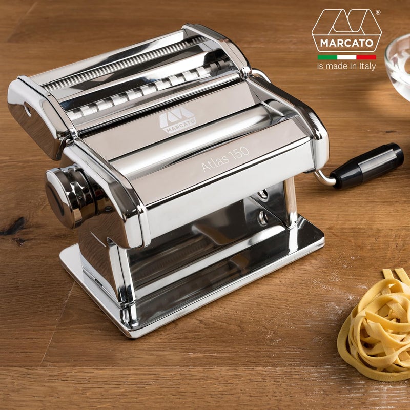 MARCATO MARCATO Made in Italy Atlas 150 Classic Manual Pasta Maker Machine, Chrome Steel. Makes Lasagna, Fettuccine & Tagliolini .  - Image 2