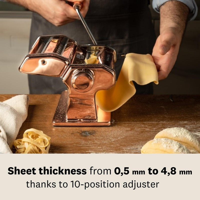 MARCATO MARCATO Made in Italy Atlas 150 Classic Manual Pasta Maker Machine, Chrome Steel. Makes Lasagna, Fettuccine & Tagliolini .  - Image 4