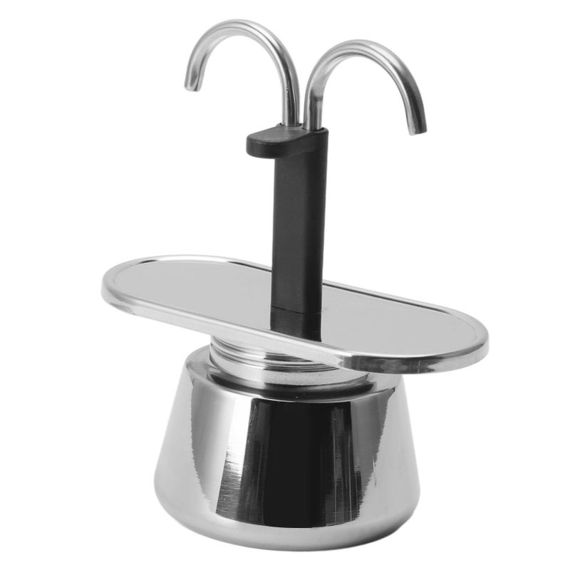 2 Cup 100ML Moka Pot Double Head Stainless Steel Mocha Coffee Pot Italian DIY Conduit Coffee Maker - Image 2