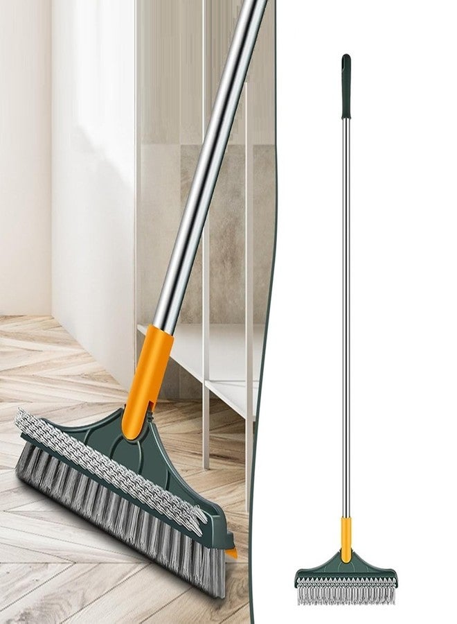 Lukzer 3-in-1 Long Handle Floor & Tile Scrub Brush with V-Shaped Rotating Head | 120° Adjustable Squeegee for Bathroom, Kitchen & Outdoor Multi-Surface Deep Cleaning - Yellow-Green CH-414 - Image 3