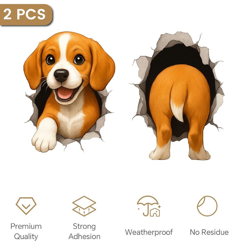 woopme 3D Effect Dog Stickers for Bedroom Kidsroom Bathroom | Cute Dog Door Stickers for Home Decoration | Dog Faces for Kids & Guest Room Décor | Self-Adhesive Door Decoration Stickers - Image 4