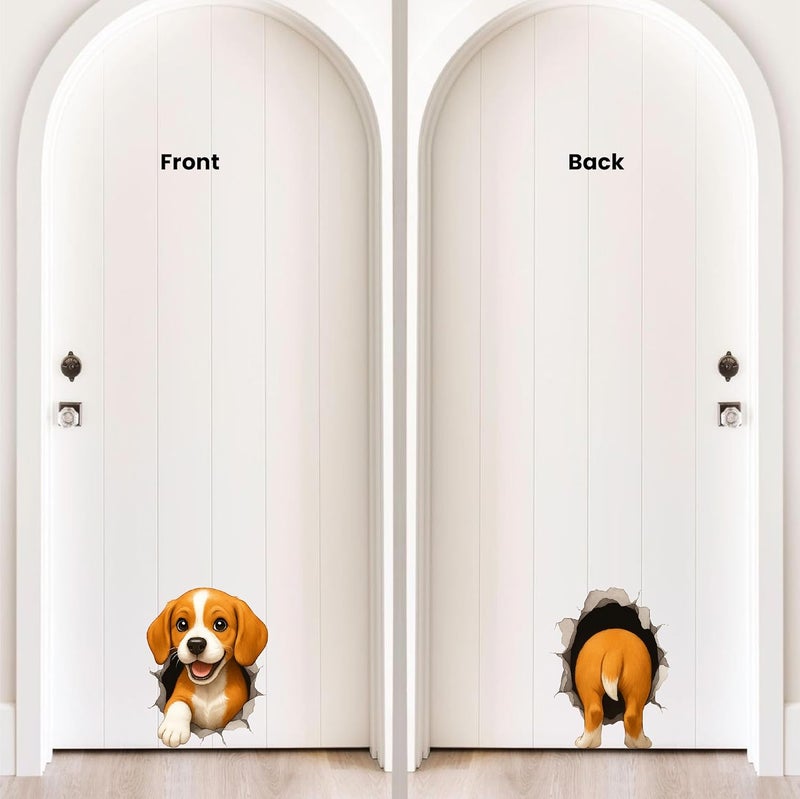 woopme 3D Effect Dog Stickers for Bedroom Kidsroom Bathroom | Cute Dog Door Stickers for Home Decoration | Dog Faces for Kids & Guest Room Décor | Self-Adhesive Door Decoration Stickers - Image 3