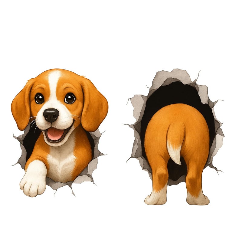 woopme 3D Effect Dog Stickers for Bedroom Kidsroom Bathroom | Cute Dog Door Stickers for Home Decoration | Dog Faces for Kids & Guest Room Décor | Self-Adhesive Door Decoration Stickers - Image 1
