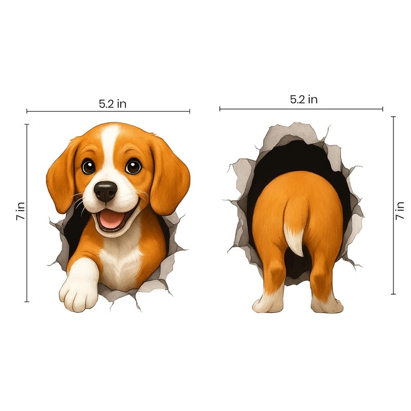 woopme 3D Effect Dog Stickers for Bedroom Kidsroom Bathroom | Cute Dog Door Stickers for Home Decoration | Dog Faces for Kids & Guest Room Décor | Self-Adhesive Door Decoration Stickers - Image 2