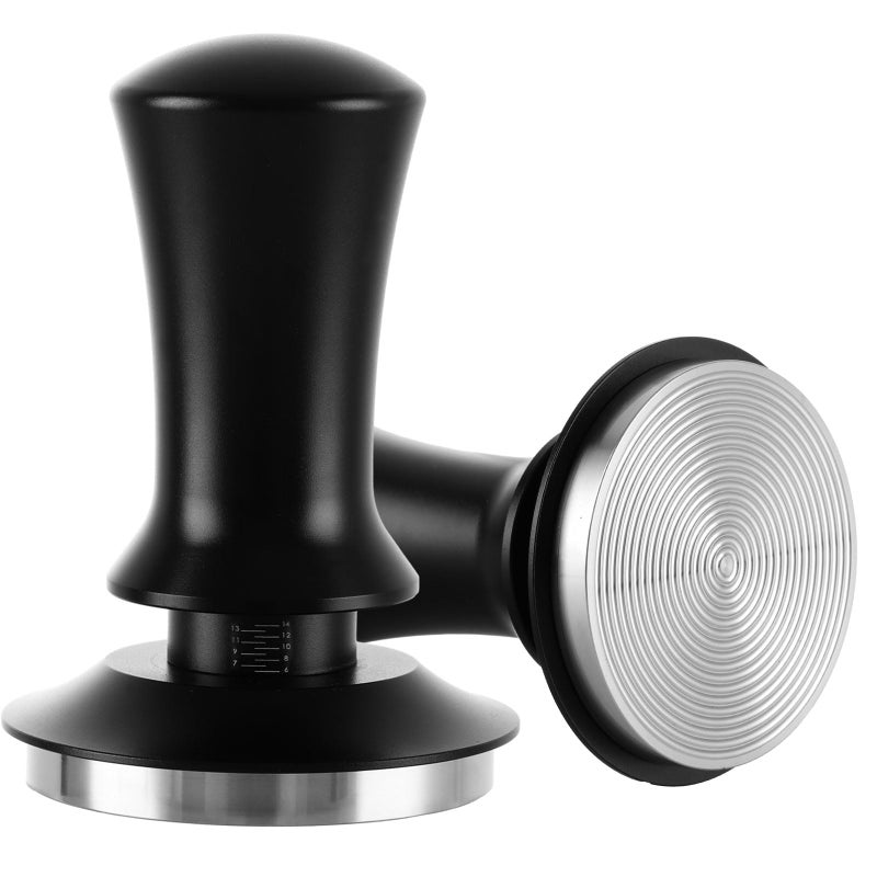 AHAQU Coffee Tamper, 58mm Calibrated Spring Loaded Tamper, Constant Pressure 30lb, Espresso Tamper with Stainless Steel Ripple Base for Portafilter- Black - Image 1