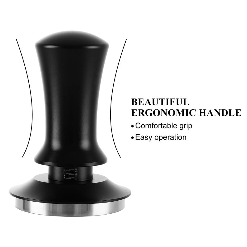 AHAQU Coffee Tamper, 58mm Calibrated Spring Loaded Tamper, Constant Pressure 30lb, Espresso Tamper with Stainless Steel Ripple Base for Portafilter- Black - Image 3