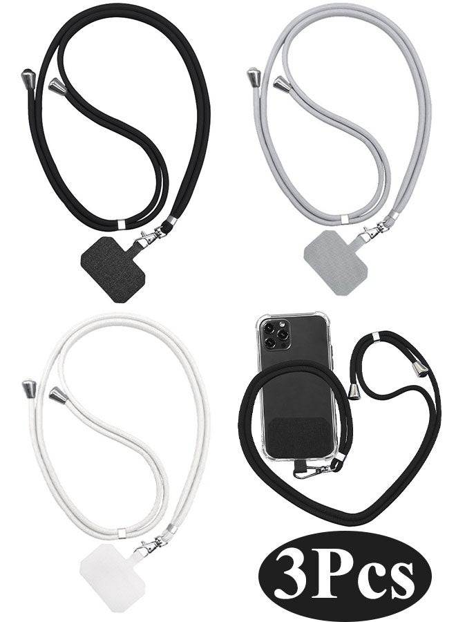 3 pcs Phone Lanyard, Universal Crossbody Cell Phone Lanyards, Multifunctional Nylon Patch Adjustable Shoulder Neck Strap Compatible with Most Smartphones(Black+Grey+White) - Image 1