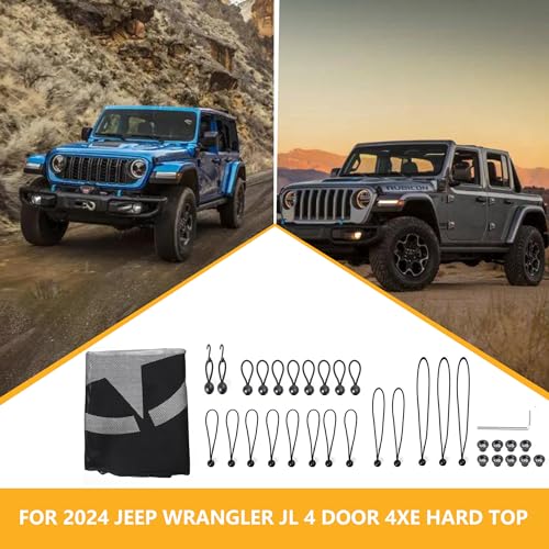 RERPRO غطاء شمس RERPRO متوافق مع جيب رانجلر JL 2024 2025 4 أبواب 4XE ملحقات السقف الصلب غطاء شمس أمامي وخلفي قماش شبكي ناعم - Image 5