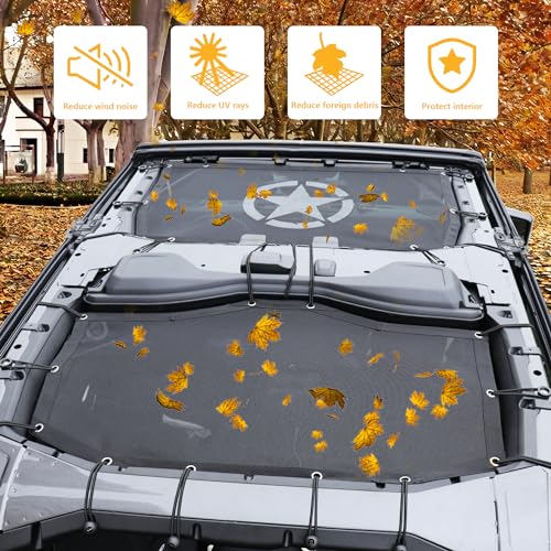 RERPRO غطاء شمس RERPRO متوافق مع جيب رانجلر JL 2024 2025 4 أبواب 4XE ملحقات السقف الصلب غطاء شمس أمامي وخلفي قماش شبكي ناعم - Image 4