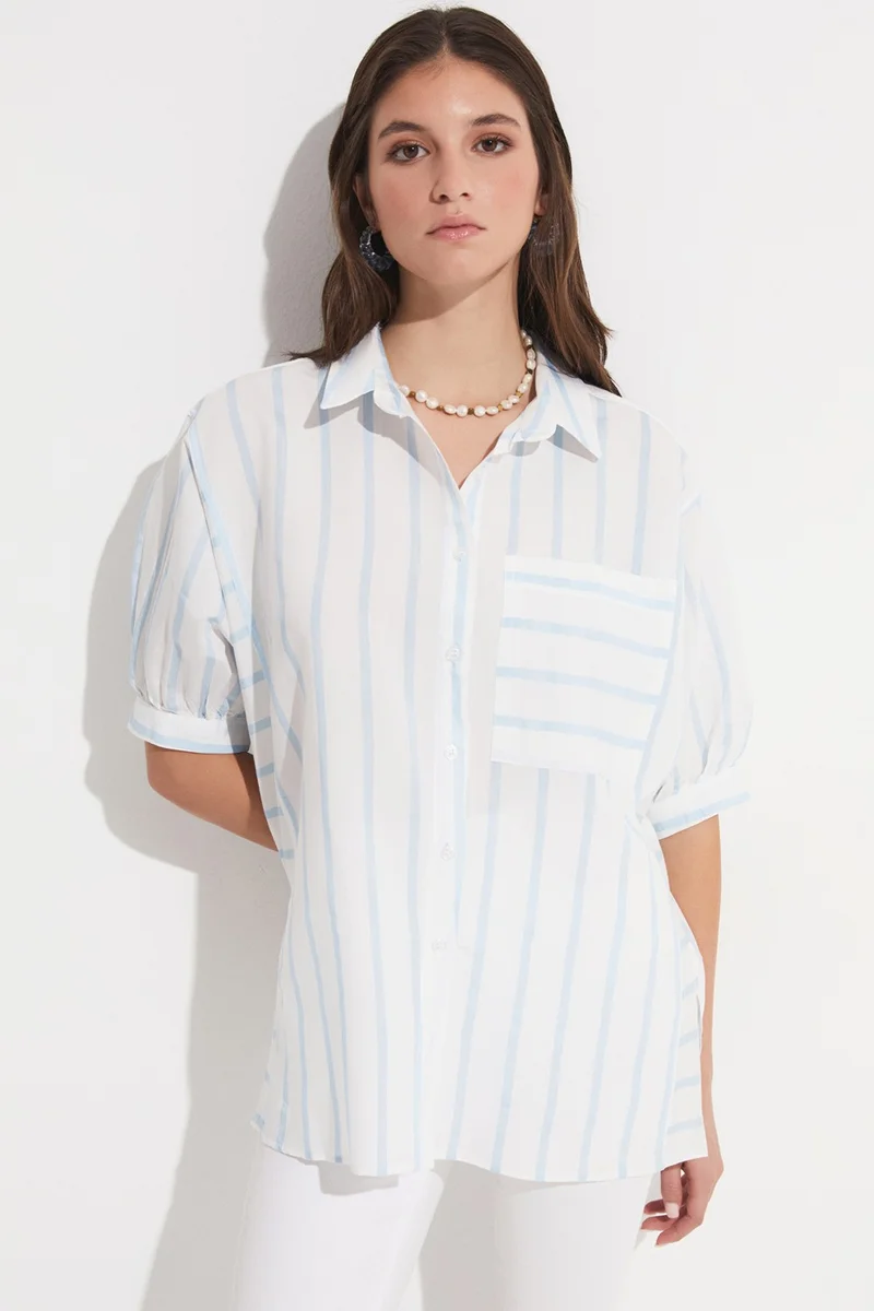 JUNE Women's Viscose Blend Striped Shirt