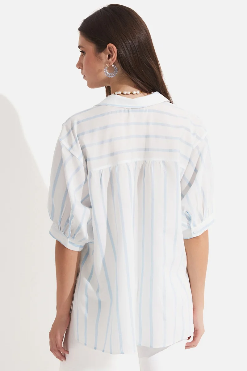 JUNE Women's Viscose Blend Striped Shirt