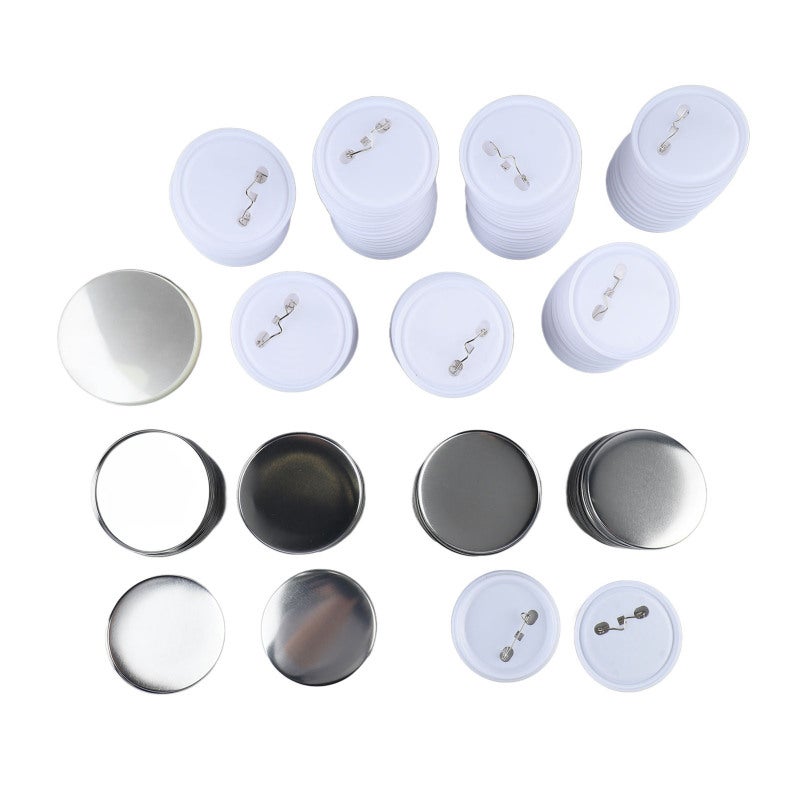 Pin Back Button Parts 100 Set Durable Tinplate Plastic Material - Sturdy Back Pin Custom Button Parts for Diy Crafts School Projects Event Promotions Gift Making - Image 1