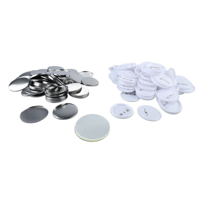 Pin Back Button Parts 100 Set Durable Tinplate Plastic Material - Sturdy Back Pin Custom Button Parts for Diy Crafts School Projects Event Promotions Gift Making - Image 5