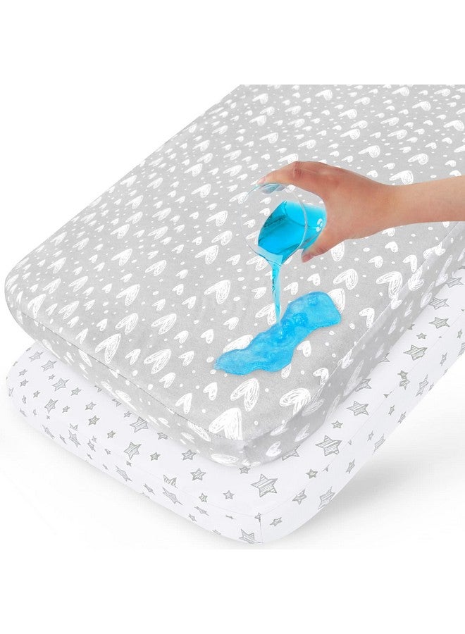 Biloban Waterproof Bassinet Sheets Fit For Miclassic, Baby Delight, Tcbunny, Milliard, Dream On Me Traveler/Skylar And Other Bedside Sleeper Bassinet Mattress, 100% Organic Cotton, White Grey Print For Baby  - Image 1