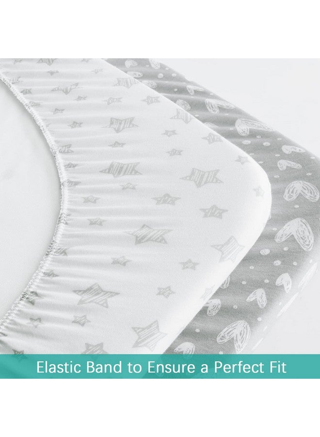 Biloban Waterproof Bassinet Sheets Fit For Miclassic, Baby Delight, Tcbunny, Milliard, Dream On Me Traveler/Skylar And Other Bedside Sleeper Bassinet Mattress, 100% Organic Cotton, White Grey Print For Baby  - Image 2