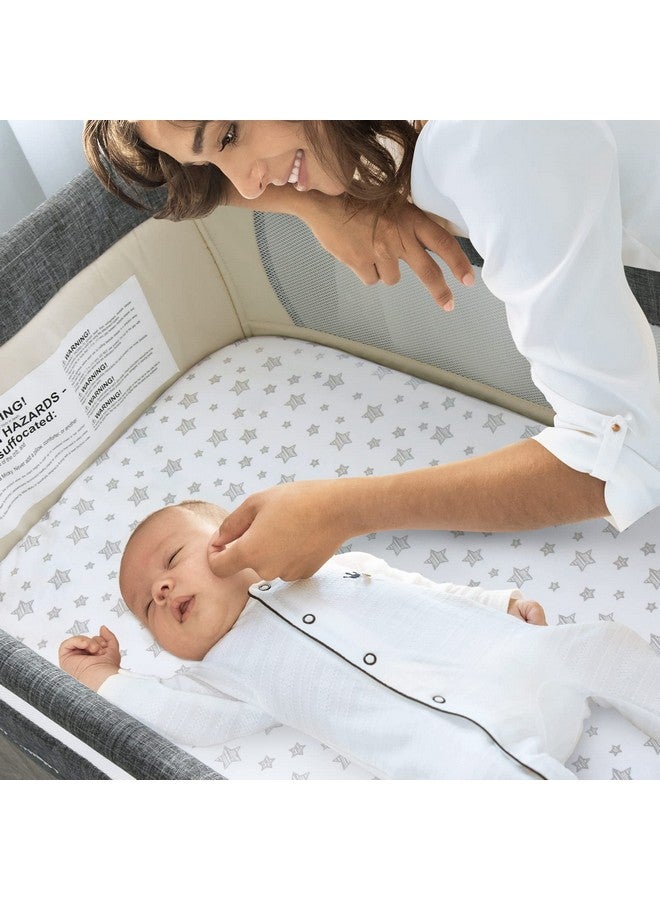 Biloban Waterproof Bassinet Sheets Fit For Miclassic, Baby Delight, Tcbunny, Milliard, Dream On Me Traveler/Skylar And Other Bedside Sleeper Bassinet Mattress, 100% Organic Cotton, White Grey Print For Baby  - Image 4