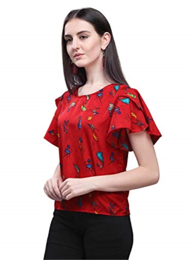 Oomph! Womens Crepe Tunic Top (mt195m_Crimson Red Medium) - Image 2