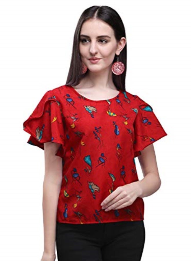 Oomph! Womens Crepe Tunic Top (mt195m_Crimson Red Medium) - Image 1