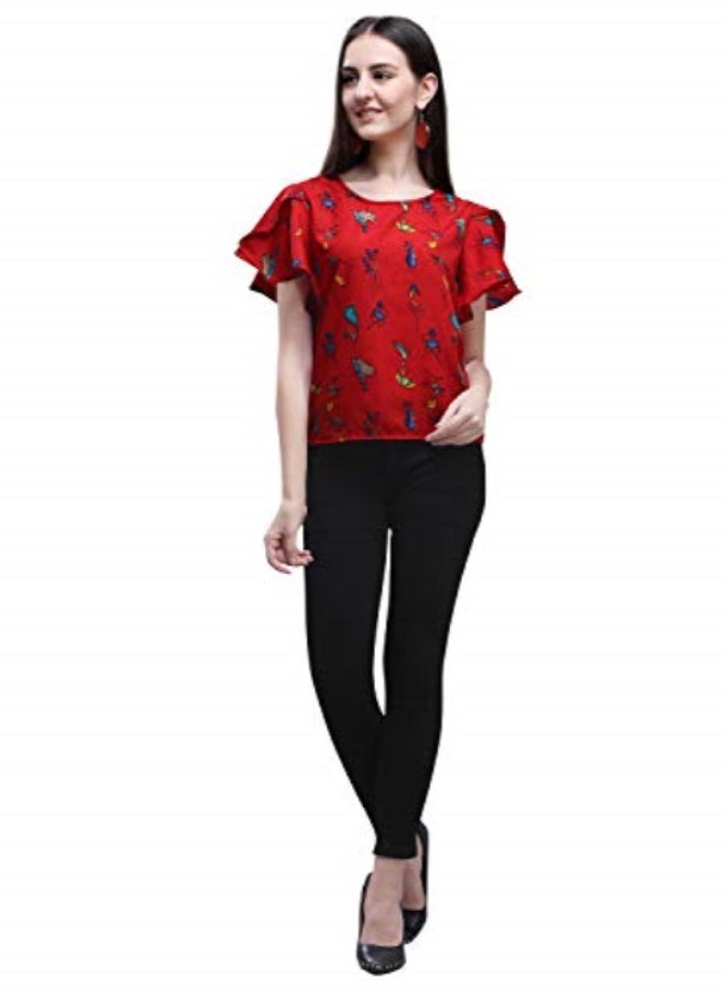 Oomph! Womens Crepe Tunic Top (mt195m_Crimson Red Medium) - Image 4