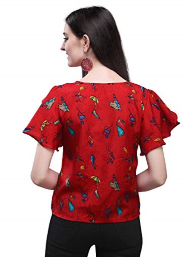 Oomph! Womens Crepe Tunic Top (mt195m_Crimson Red Medium) - Image 3