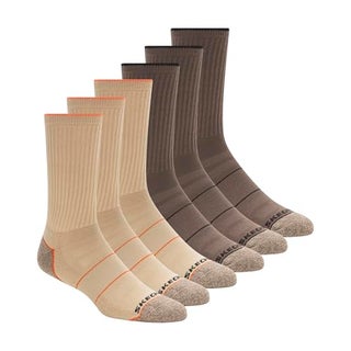 Skechers Men's 6 Pack Work Crew Socks, Sand, 10-13