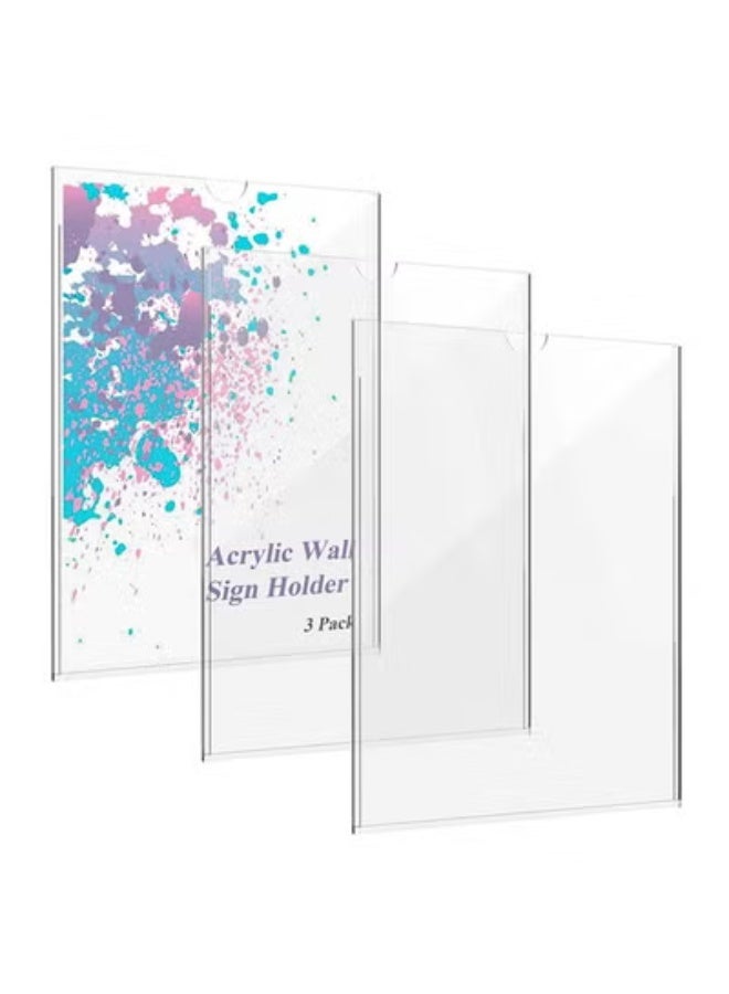 fantasize Acrylic A4 Sign Holder, 210 x 297mm, 3 Pack Wall Mount Display Holder with Adhesive Tape for Home, Office, Store, Restaurant - Image 1