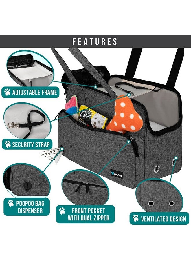 PetAmi Small Dog Purse Carrier, Soft-Sided Pet Carrier Bag with Pockets, Portable Puppy Cat Travel Handbag Tote, Airline Approved Breathable Mesh, Poop Bag Dispenser, Sherpa Bed, Max 18 lbs, Dark Gray - Image 3