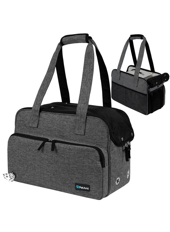PetAmi Small Dog Purse Carrier, Soft-Sided Pet Carrier Bag with Pockets, Portable Puppy Cat Travel Handbag Tote, Airline Approved Breathable Mesh, Poop Bag Dispenser, Sherpa Bed, Max 18 lbs, Dark Gray - Image 1
