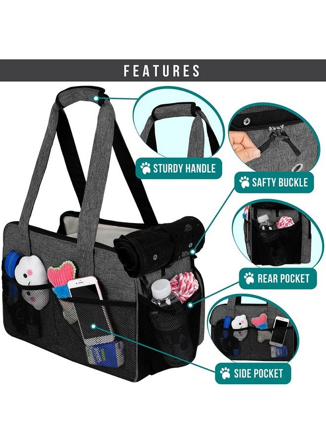 PetAmi Small Dog Purse Carrier, Soft-Sided Pet Carrier Bag with Pockets, Portable Puppy Cat Travel Handbag Tote, Airline Approved Breathable Mesh, Poop Bag Dispenser, Sherpa Bed, Max 18 lbs, Dark Gray - Image 4