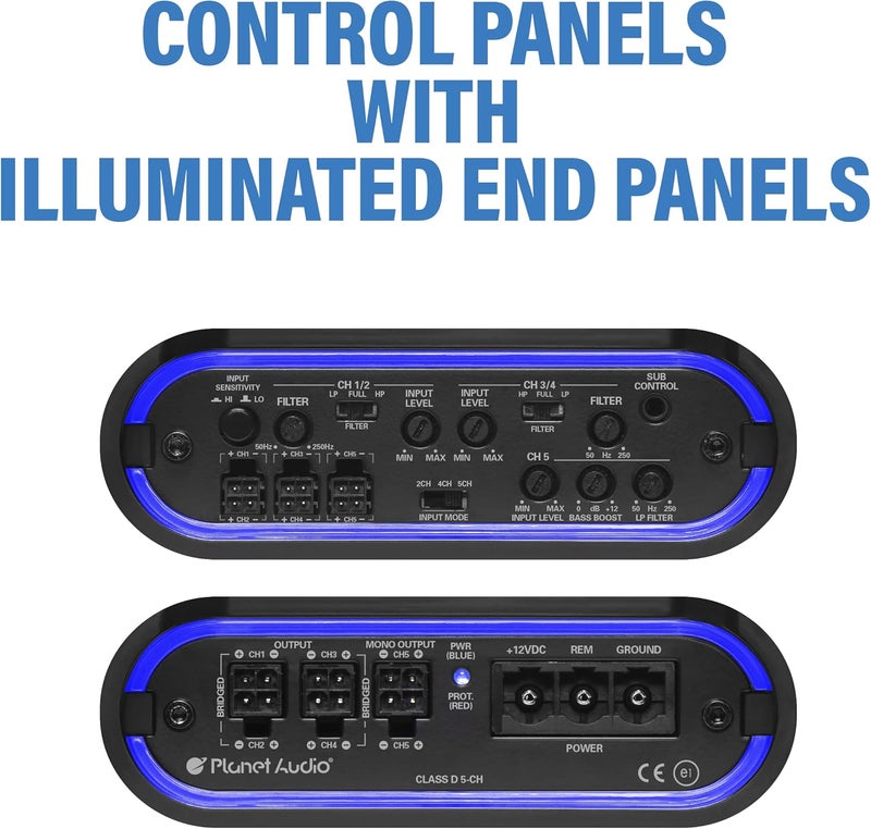 Planet Audio MB2200.5D 2200 Watts Max 2 Ohm Stable 5 Channel Digital Car Amplifier - Image 4