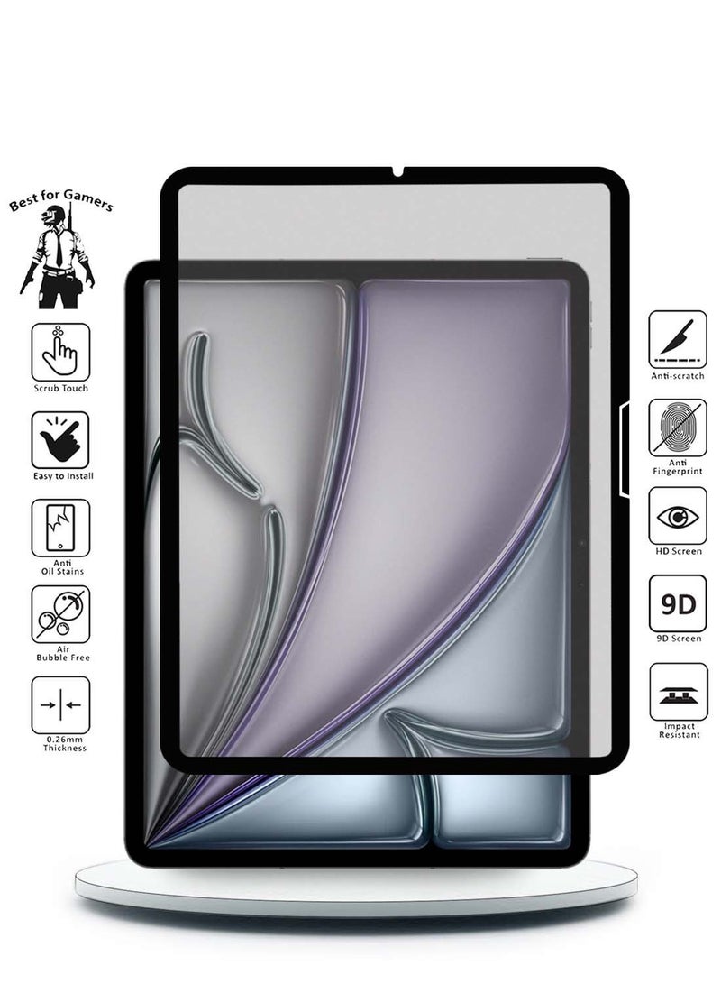 دبليو تيك Apple iPad Air 11 5G 2024 (iPad Air الجيل السادس M2) 11 بوصة نانو سيراميك غراء كامل غطاء كامل واقي شاشة مرن غير لامع شفاف/أسود - Image 2