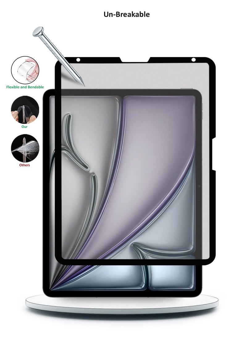 دبليو تيك Apple iPad Air 11 5G 2024 (iPad Air الجيل السادس M2) 11 بوصة نانو سيراميك غراء كامل غطاء كامل واقي شاشة مرن غير لامع شفاف/أسود - Image 4