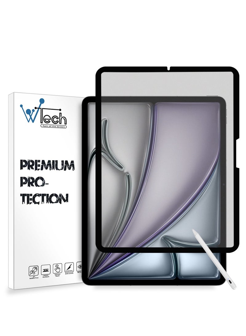 دبليو تيك Apple iPad Air 11 5G 2024 (iPad Air الجيل السادس M2) 11 بوصة نانو سيراميك غراء كامل غطاء كامل واقي شاشة مرن غير لامع شفاف/أسود - Image 1