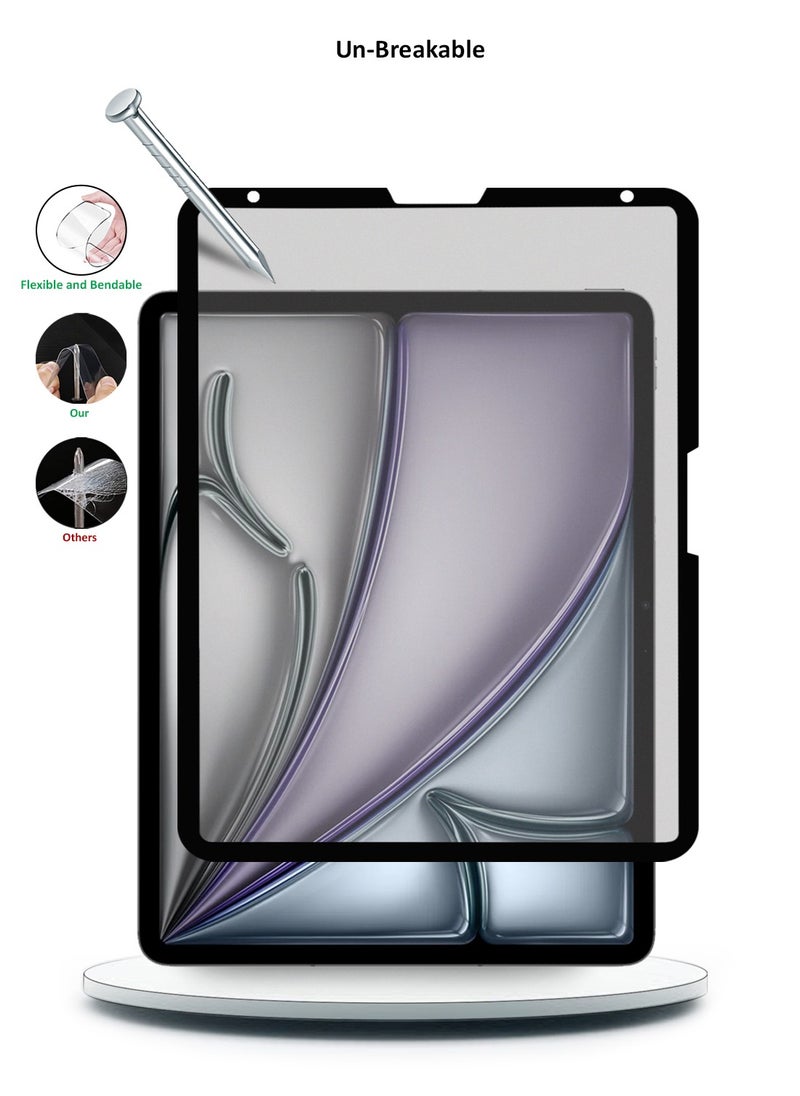 Wtech - Apple iPad Air 11 5G 2024 (iPad Air 6th Generation M2) 11 Inch Nano Ceramic Full Glue Full Cover Matte Flexible Screen Protector (TSCNMN) - Clear/Black - Image 1